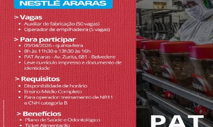 Prefeitura e Nestlé realizam mutirão de emprego na próxima semana
