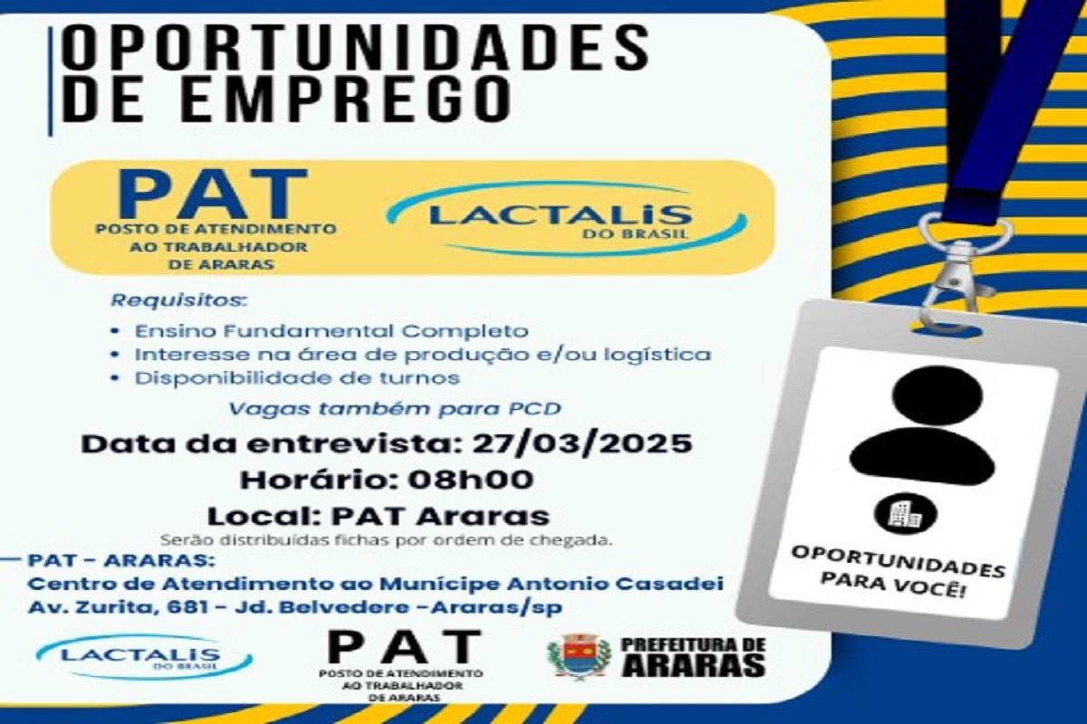 PAT organiza mutirão de emprego nesta 5ª feira (27)