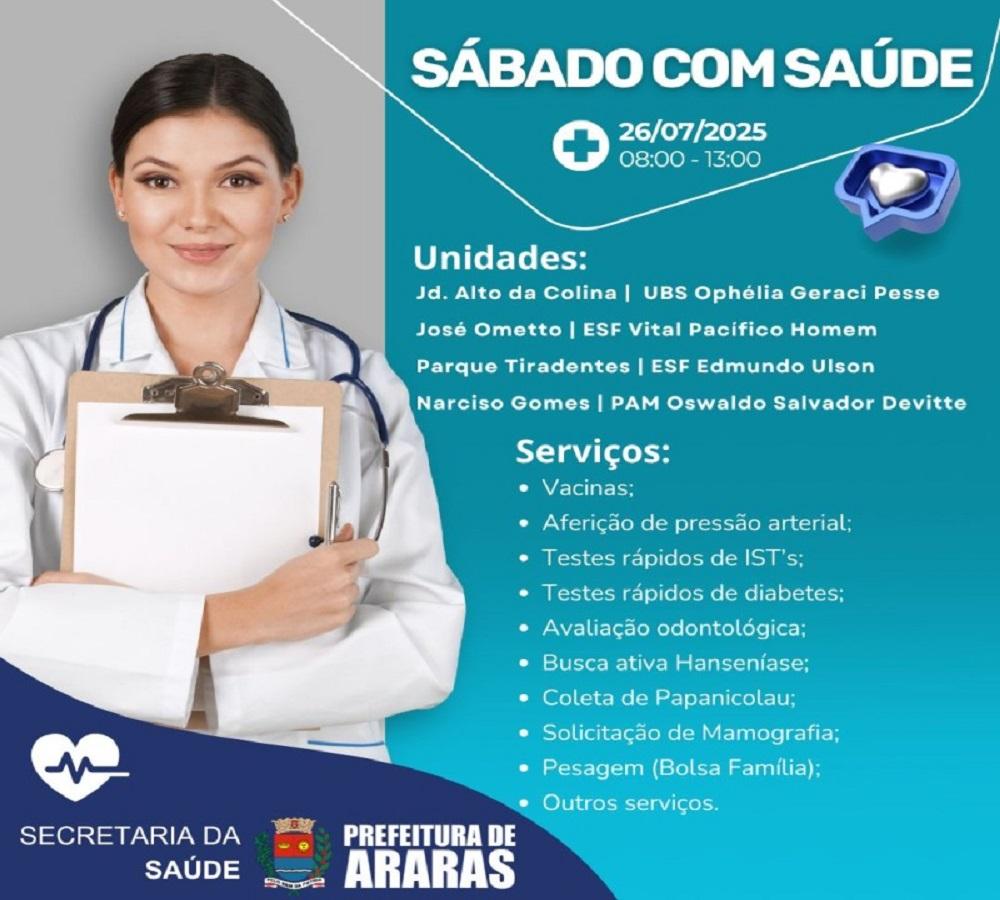 5º “Sábado com Saúde” acontece neste sábado
