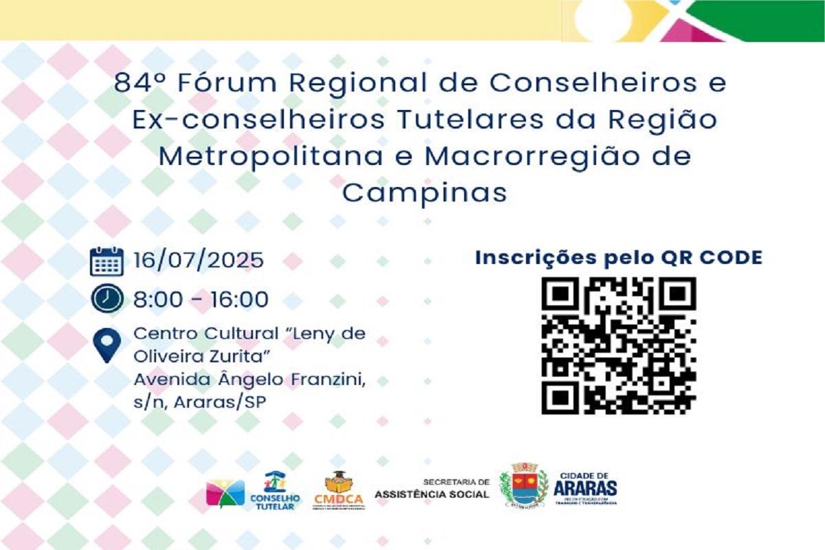 84º Fórum de Conselheiros Tutelares Regionais acontece na quarta-feira