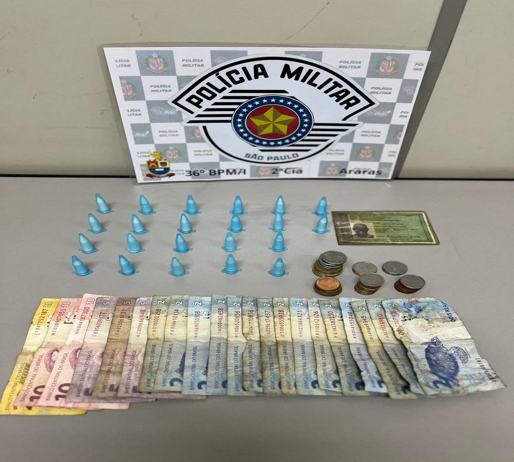 INDIVÍDUO NA PRÁTICA DE TRÁFICO DE DROGAS É PRESO NO PARQUE INDUSTRIAL EM ARARAS SP