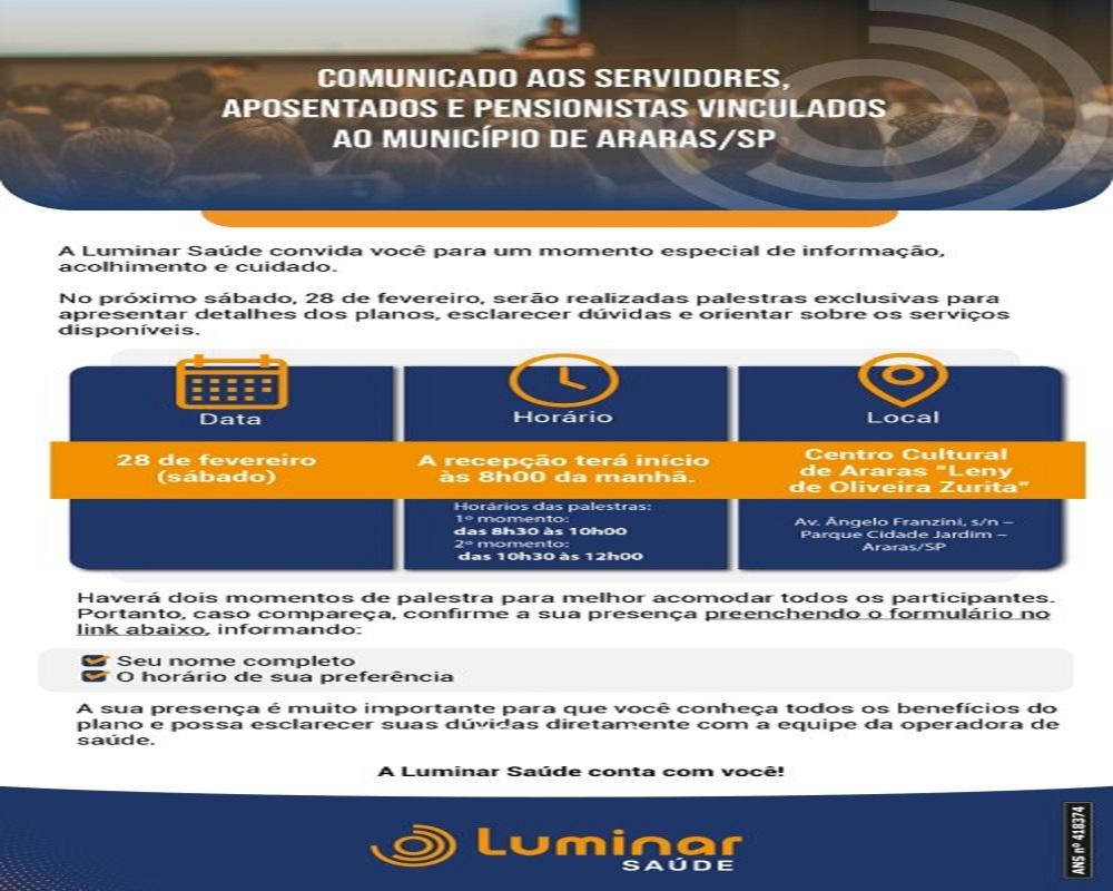 Plano de Saúde: Luminar Saúde irá tirar dúvidas e orientar os servidores neste sábado