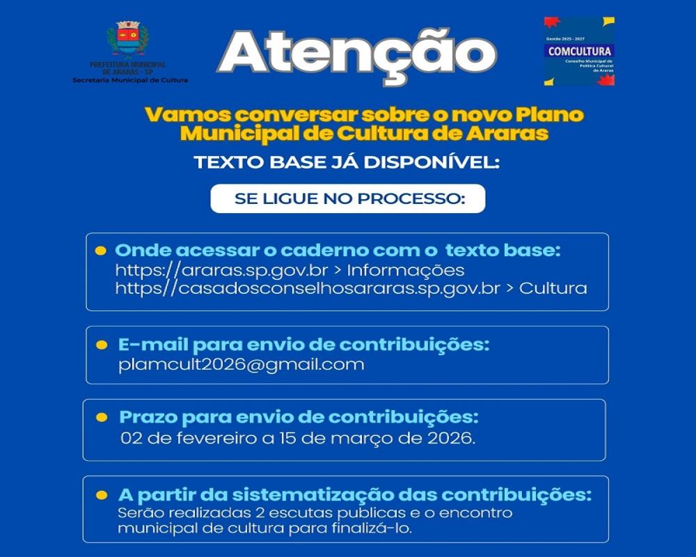 Plano Municipal de Cultura de Araras lança agenda de debates