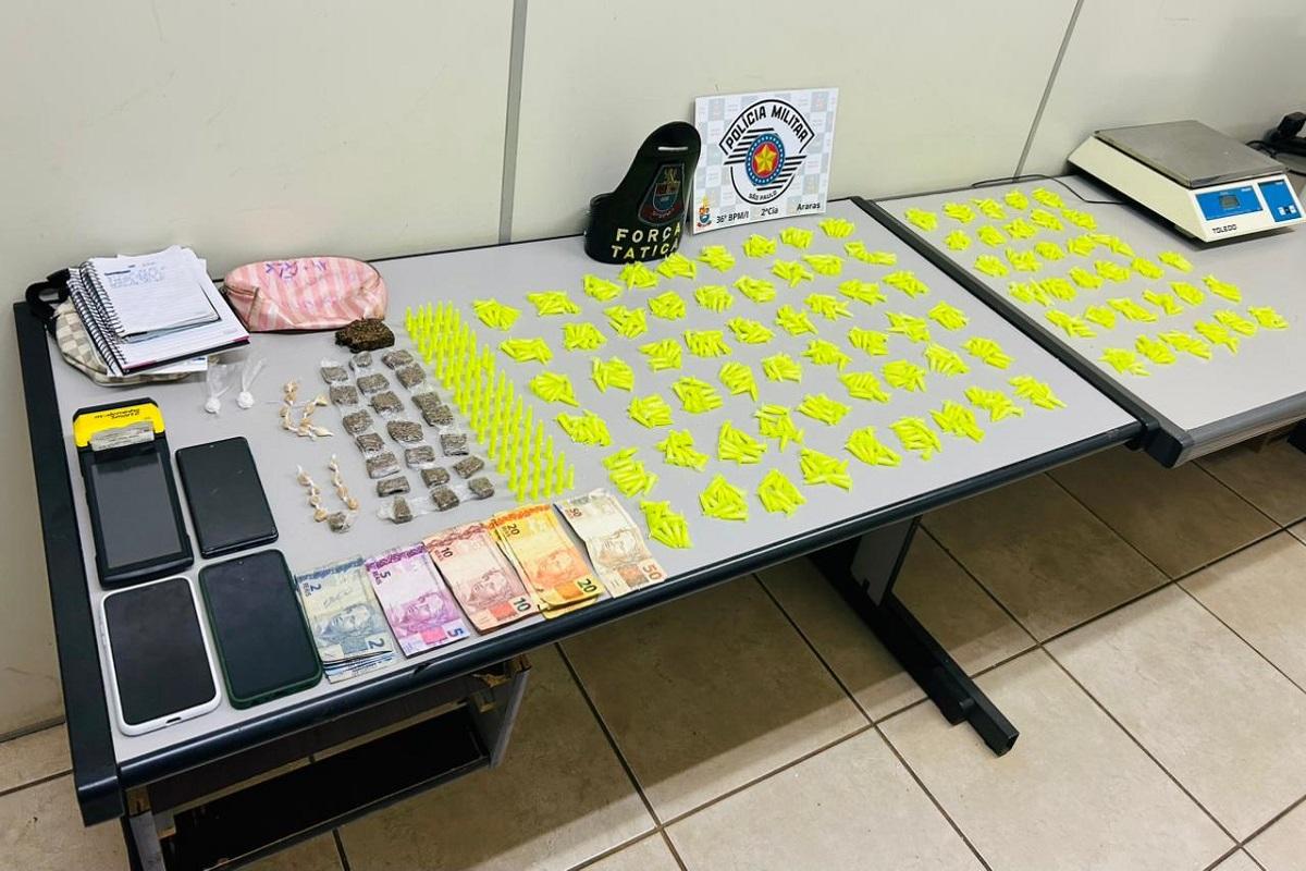 ARARAS SP; TRÁFICO DE DROGAS TERMINA COM UM PRESO E UM ADOLESCENTE APREENDIDO NA RUA MINAS GERAIS