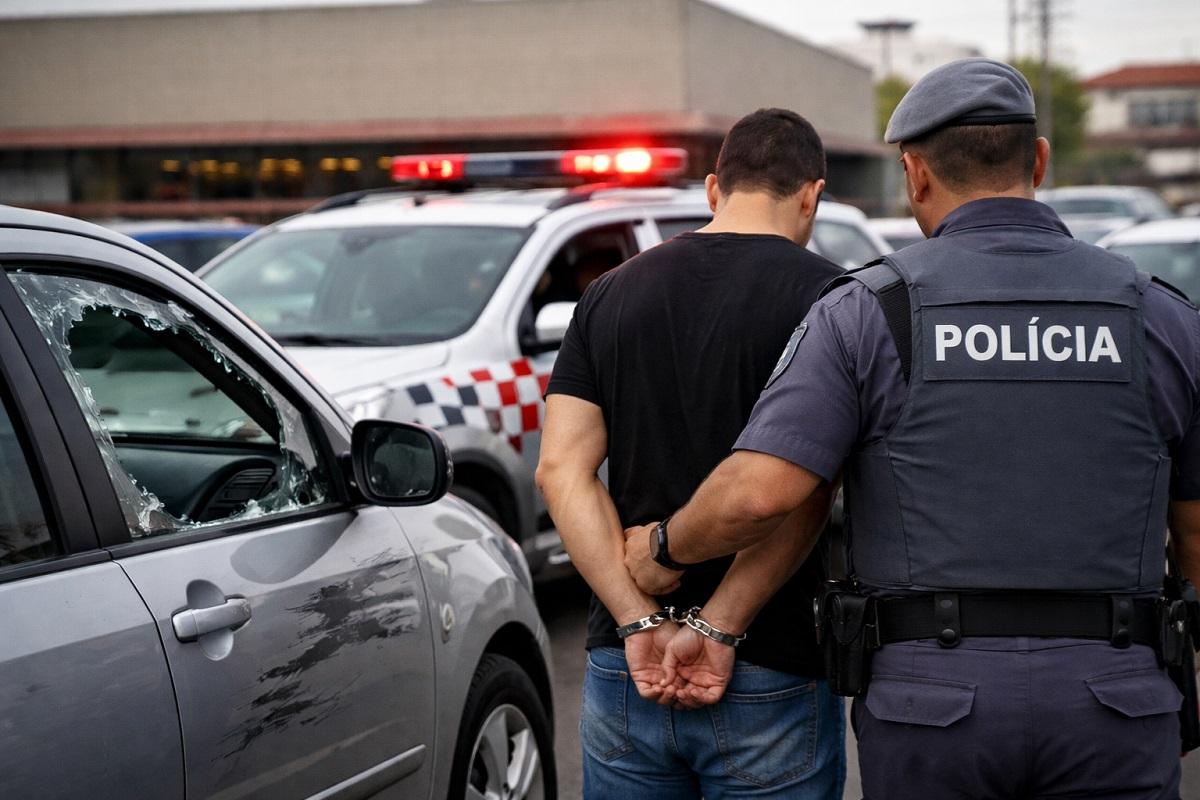 HOMEM É DETIDO APÓS DANIFICAR VEÍCULOS E PROFERIR INJÚRIAS EM ESTACIONAMENTO DE SUPERMERCADO EM ARARAS