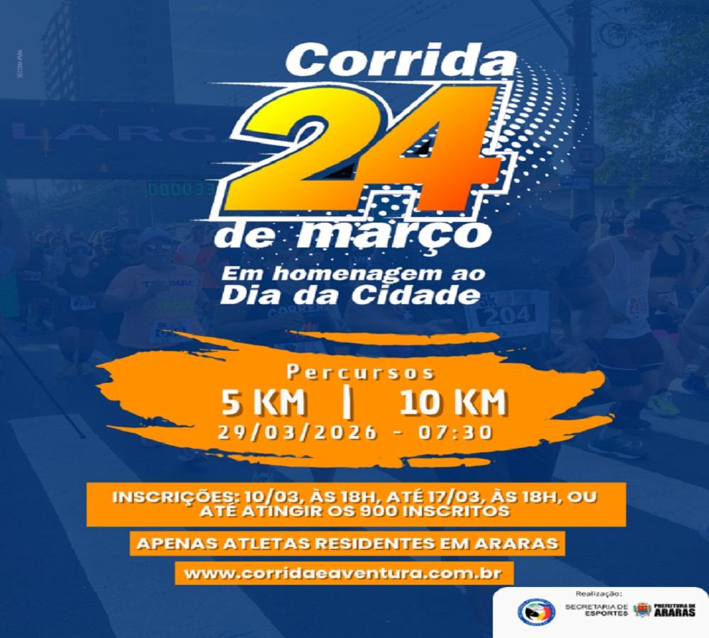 Inscrições da “Corrida 24 de Março” começam nesta terça-feira