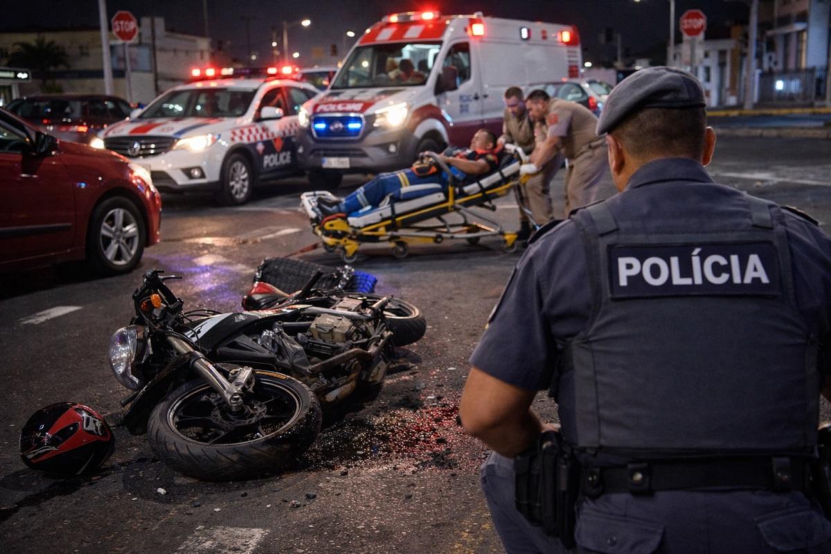 MOTOCICLISTA FICA FERIDO APÓS ACIDENTE E É LOCALIZADO PELA PM EM PIRASSUNUNGA SP
