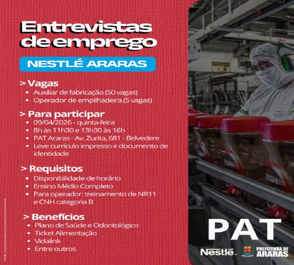 Prefeitura e Nestlé realizam mutirão de emprego na próxima semana