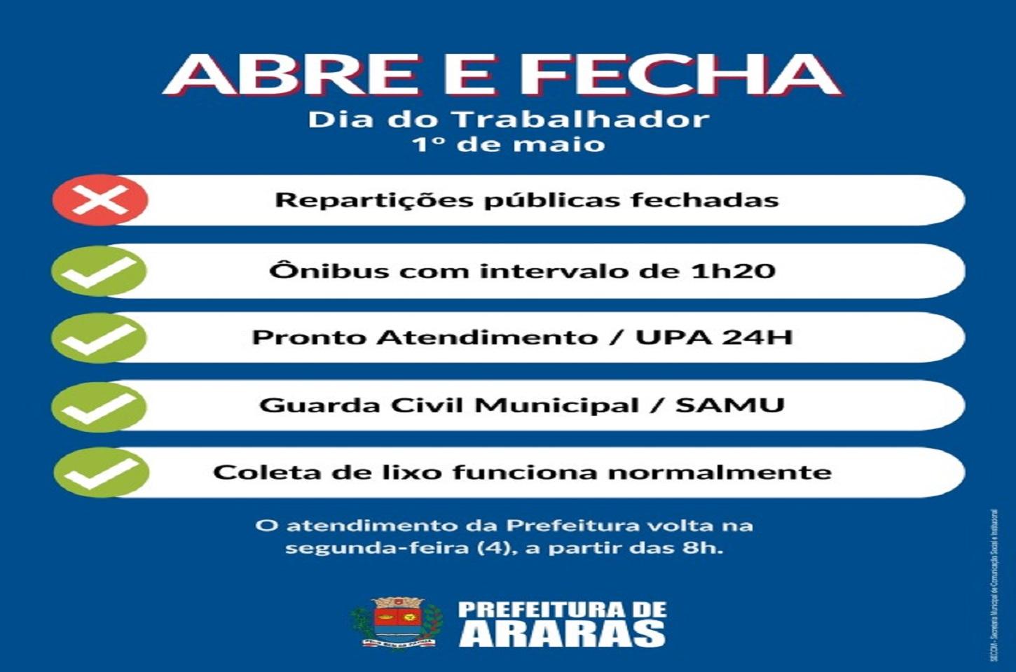 Veja o que abre e fecha no feriado do “Dia do Trabalho”