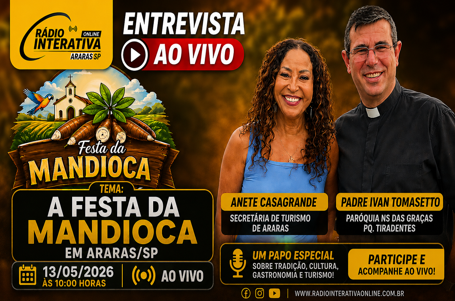 ENTREVISTA ESPECIAL - SECRETÁRIA DE TURISMO ANETE CASAGRANDE E PADRE IVAN - 13/05/2026