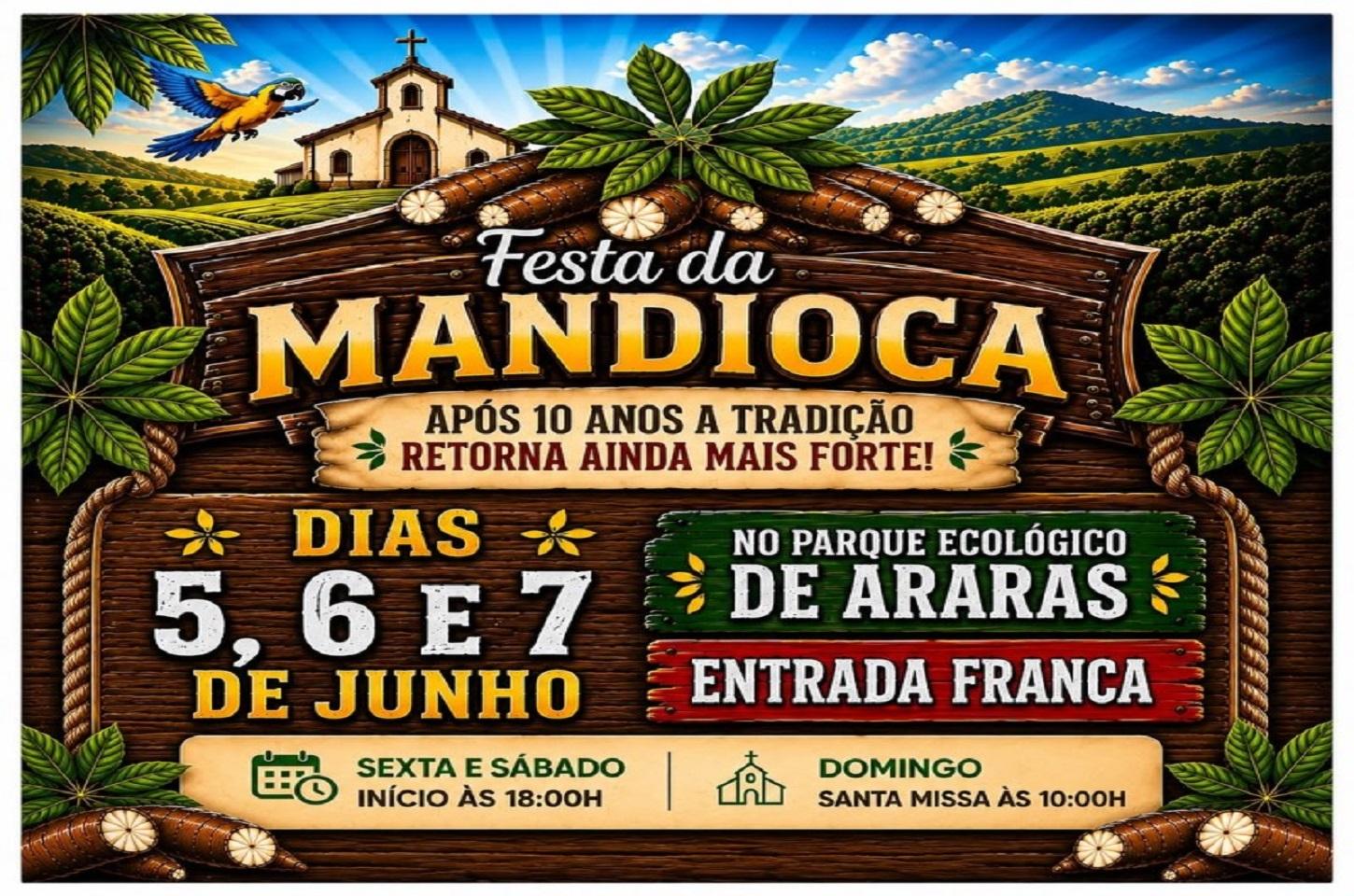 Festa da Mandioca acontece nos dias 5, 6 e 7 de junho