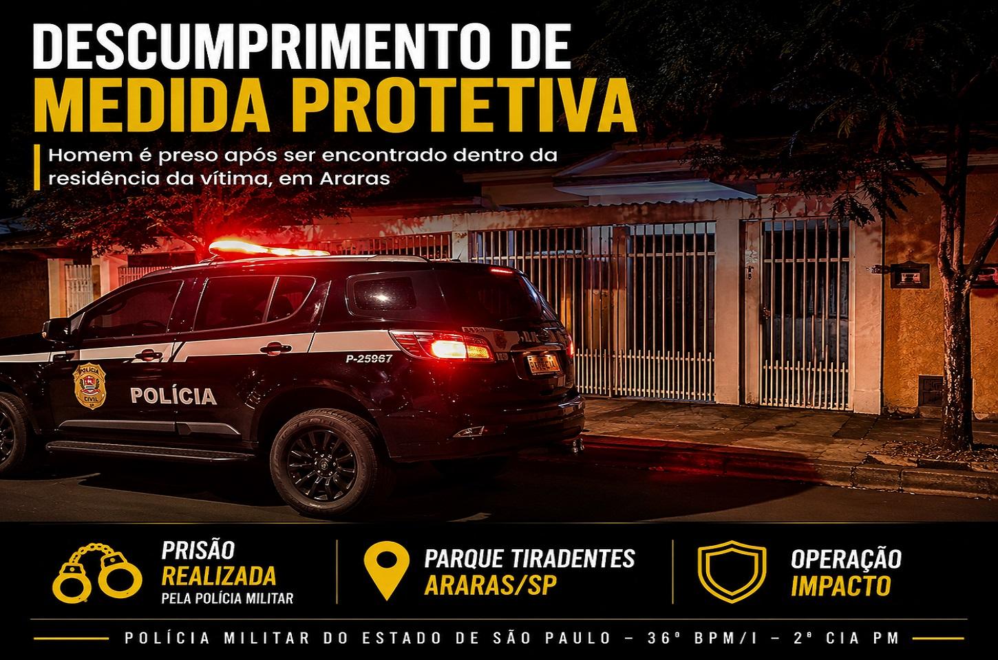 Homem é preso por descumprimento de medida protetiva em Araras