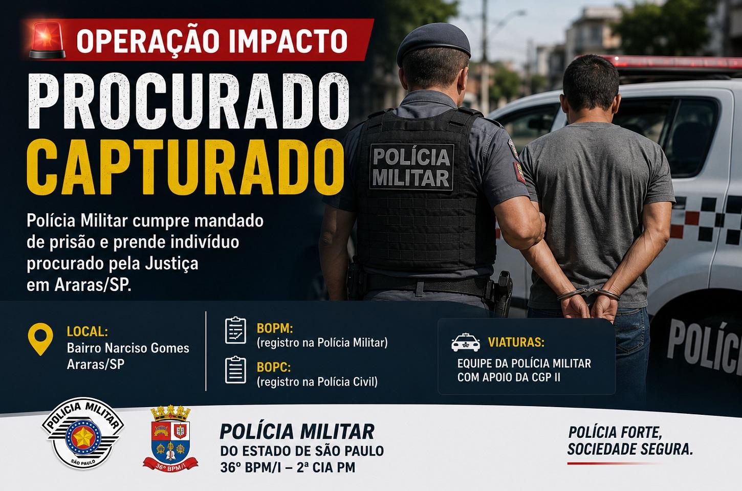 Procurado pela Justiça é detido pela Polícia Militar no bairro Narciso Gomes em Araras SP
