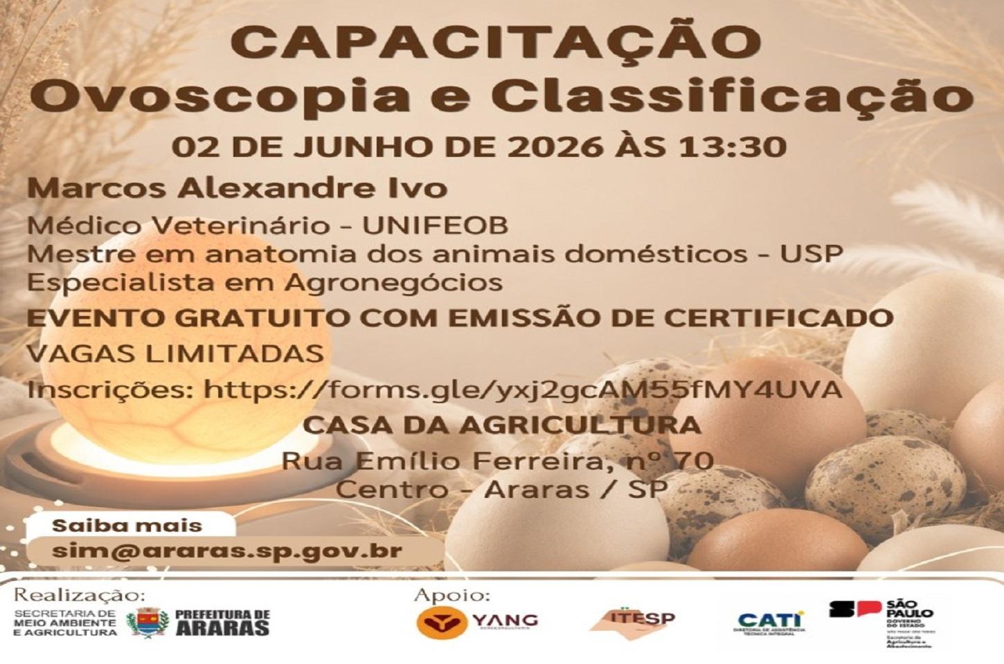 Secretaria de Meio Ambiente e Agricultura promove capacitação sobre ovoscopia e classificação de ovos em Araras