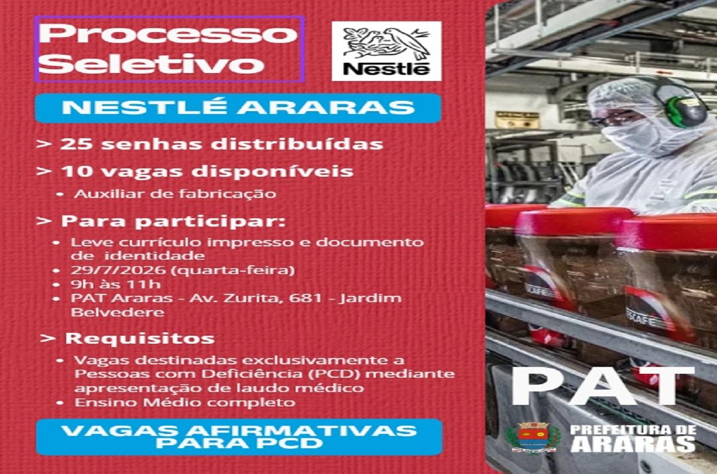 Prefeitura e Nestlé realizam novo processo seletivo de emprego