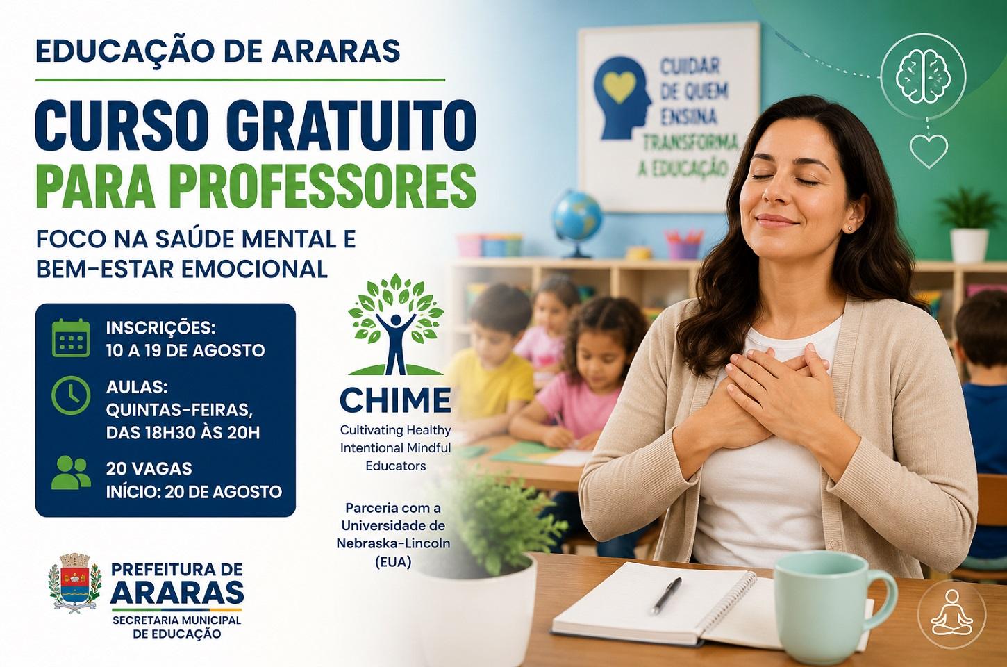 Prefeitura de Araras abre inscrições para curso gratuito voltado à saúde mental de professores