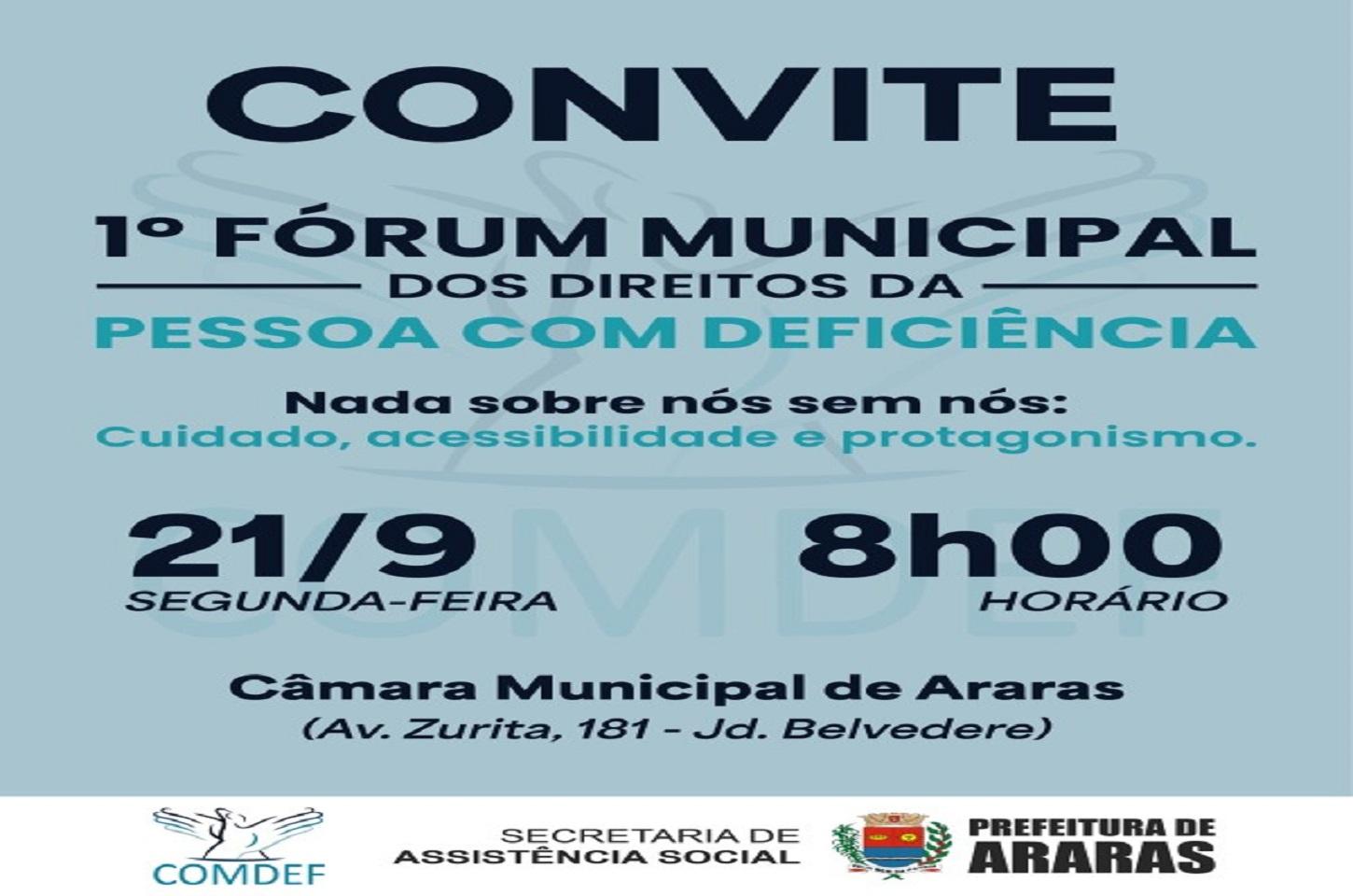 1º Fórum Municipal da Pessoa com Deficiência acontece na segunda-feira