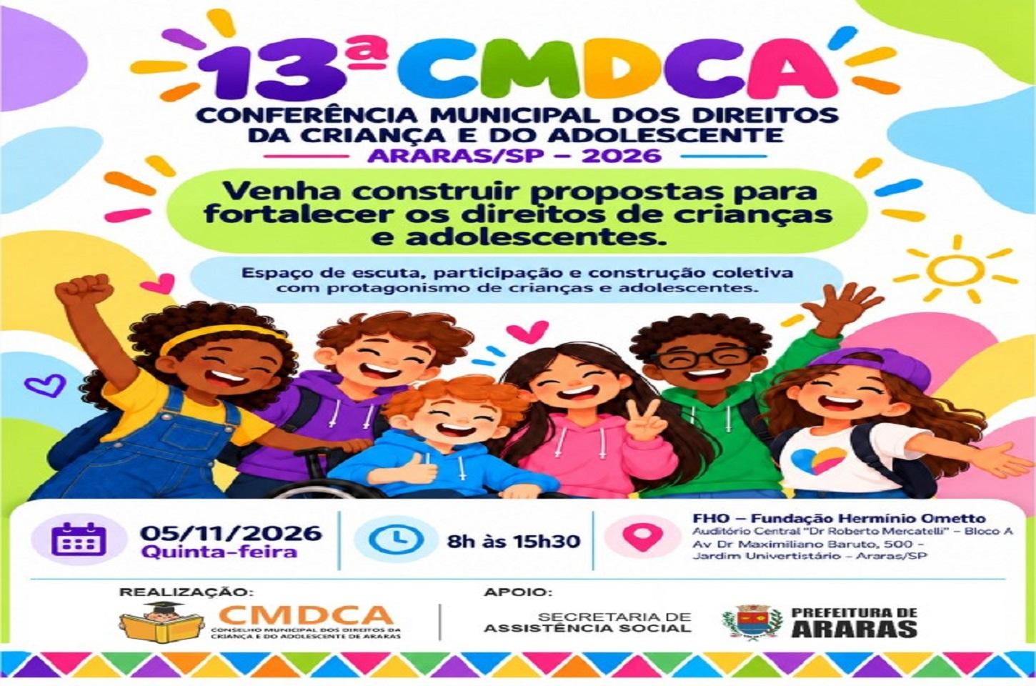 13ª Conferência Municipal dos Direitos da Criança e do Adolescente acontece em novembro