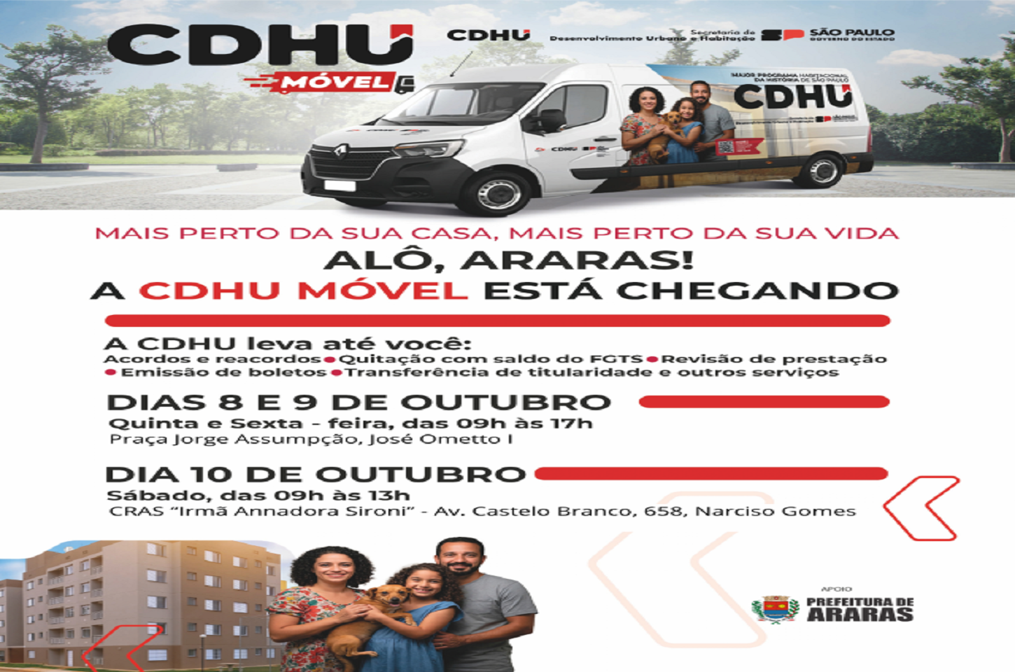 Prefeitura de Araras e CDHU promovem plantão de atendimento
