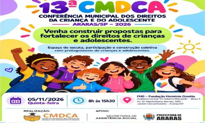 13ª Conferência Municipal dos Direitos da Criança e do Adolescente acontece em novembro