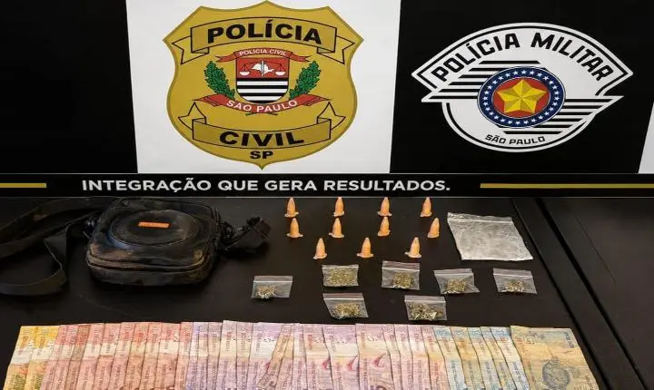 Ação conjunta da PM e Polícia Civil termina com prisão por tráfico de drogas em Araras SP