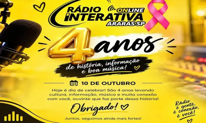 Aniversário da rádio comemora quatro anos de história com programação especial