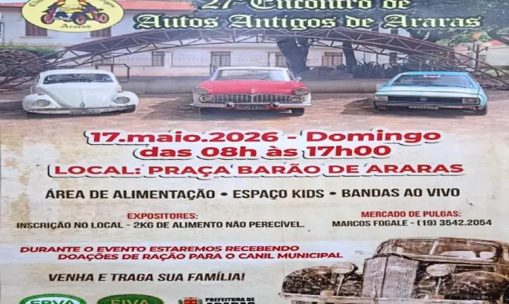 Encontro de Autos Antigos movimenta a Praça Barão neste domingo