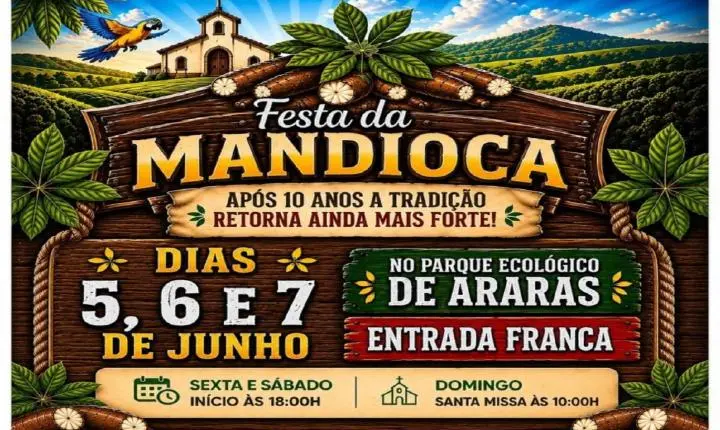 Festa da Mandioca acontece nos dias 5, 6 e 7 de junho