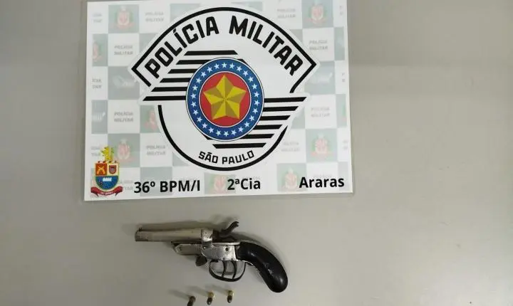 Homem é preso por porte ilegal de arma e ameaça no Jardim Esplanada, em Araras SP