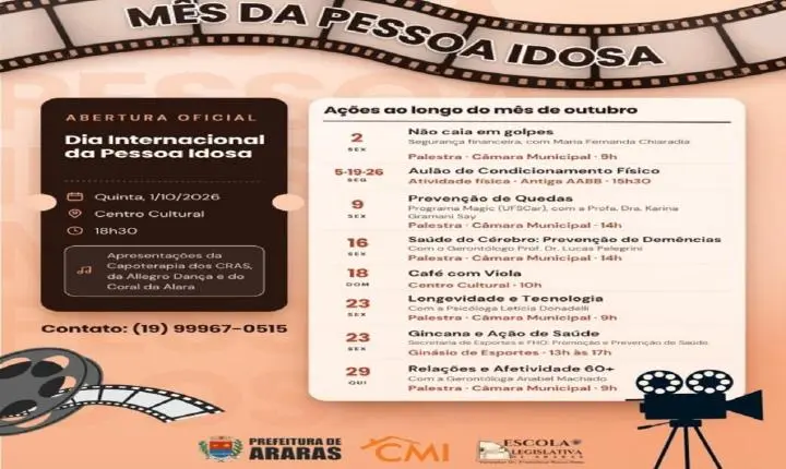 Mês da Pessoa Idosa: abertura acontece na quinta-feira