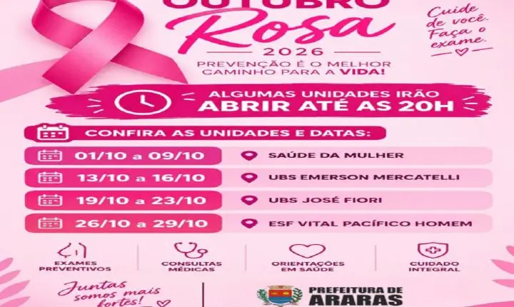 “Outubro Rosa”: Postos de saúde contam com horários estendidos neste mês