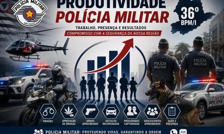 POLÍCIA MILITAR DIVULGA NOTA A IMPRENSA SOBRE A PRODUTIVIDADE POLICIAL EM ABRIL DE 2026 