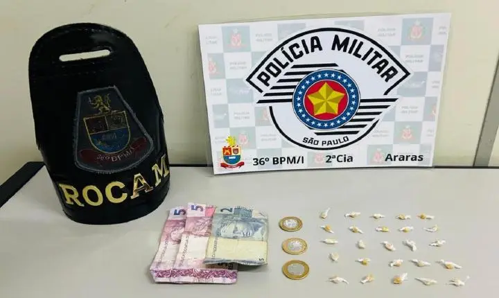 Polícia Militar prende homem por tráfico de drogas no Jardim Marabá, em Araras SP