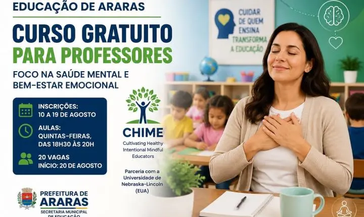 Prefeitura de Araras abre inscrições para curso gratuito voltado à saúde mental de professores