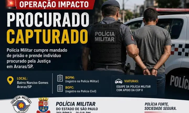 Procurado pela Justiça é detido pela Polícia Militar no bairro Narciso Gomes em Araras SP