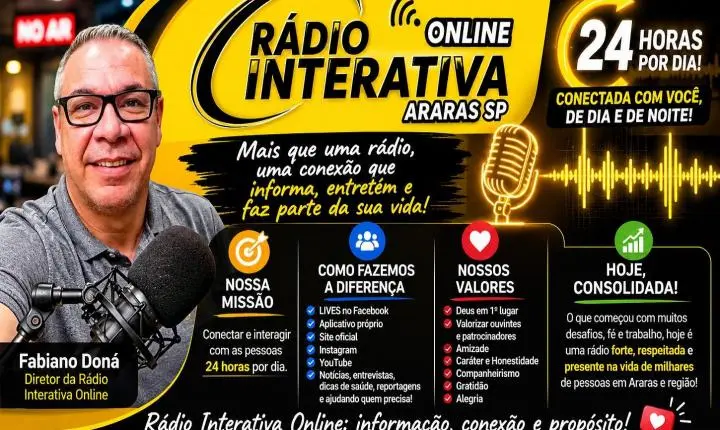 RÁDIO INTERATIVA REFORÇA SEU COMPROMISSO COM SEUS OUVINTES, PATROCINADORES E PRINCÍPIOS EM ARARAS SP