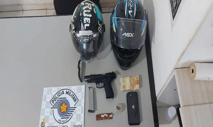 Suspeitos fogem da PM após tentativa de abordagem e deixam réplica de arma para trás em Conchal